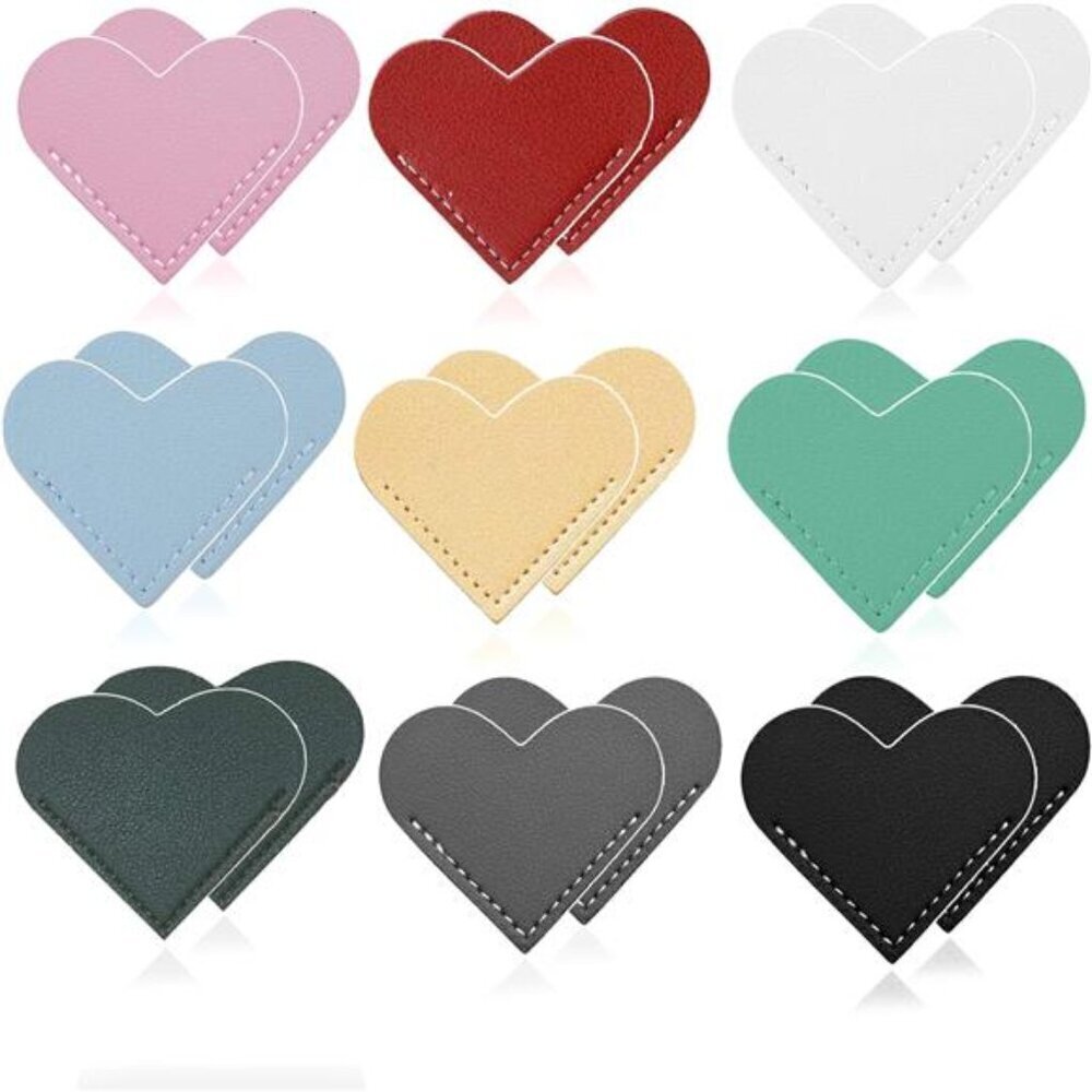 Leather Bookmarks for Women Heart Shaped, Cute Corner Book Reading 18-Piece